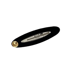Elegant black velvet BB hair clip with round gold metal accent and silver spring buckle
