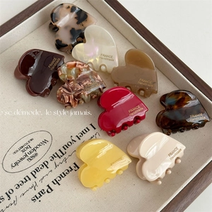 French Style Acetate Small Heart Hair Claw Clip Handmade Mini Hair Catch Clip For Women Sweet Fashion Hair Accessories
