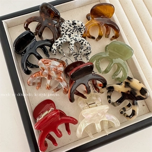 French Vintage Acetate Hair Claw Clips For Women Octopus Shape Five-Tooth Non-Slip Hair Catcher Large Marbled Hair Claws Accessories