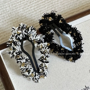 French Retro Tweed Cloud Shape Hair Clips For Women Elegant Woolen Fabric Snap Clip Autumn Winter Hair Accessories
