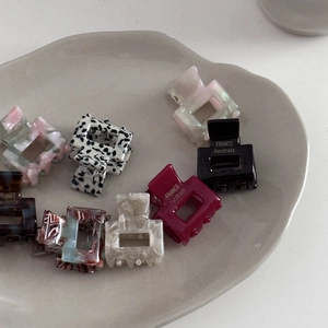 Minimalist square acetate hair claws in marble and cow prints with France Handmade logo