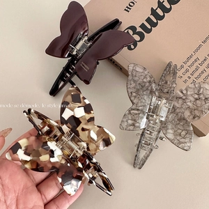 French style acetate butterfly hair claw clips in tortoiseshell and marble patterns