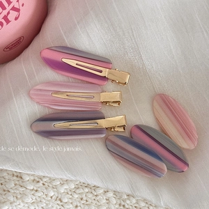 Pince à Cheveux Style Coréen en Acétate de Cellulose avec Rayures Marbrées Tons Morandi Rose Violet pour Femmes