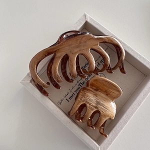 Détails de pinces à cheveux aspect bois marron, ensemble de deux tailles pour coiffure chic