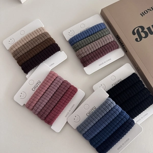 Lot d'élastiques à cheveux côtelés sans couture, haute élasticité, tons variés