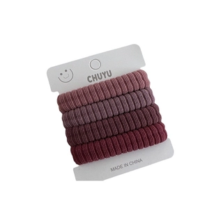 Lot de quatre chouchous élastiques côtelés en dégradé de violet et rouge foncé