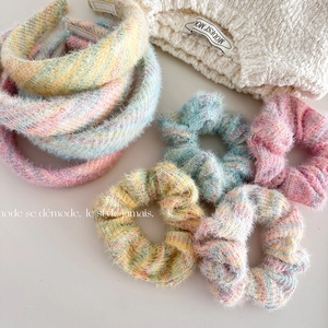 Soft Plush Knitted Braided Headband Colorful Macaron Scrunchies Sweet Autumn Winter Hairband Face Wash Hair Accessories Women