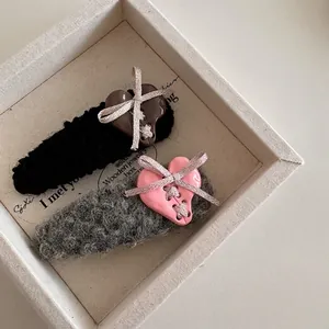 Vrouwen Zoete Vintage Pluche Haarspeldjes Hart Lint Strik Kant Vlinder Ster Strass BB Spelden Dagelijkse Mode Haaraccessoires