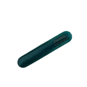 Barrette à cheveux ovale élégante vert foncé avec inscription dorée fait main