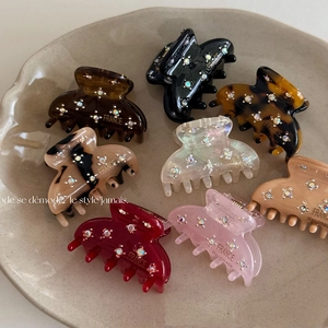 Fermaglio per Capelli a Granchio Piccolo in Acetato con Strass Stella Stile Fatto a Mano Francia Mini Forcina per Capelli Donna