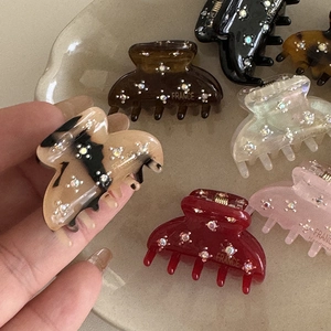 Mini mollette per capelli in acetato con strass colorati e design fatto a mano