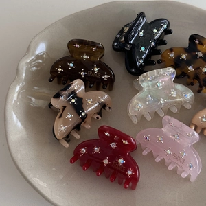 Eleganti mollette per capelli a semicerchio in acetato con strass in vari colori