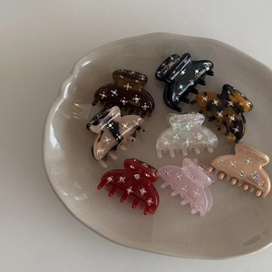 Set di 8 mini fermagli per capelli in acetato con strass e design fatto a mano