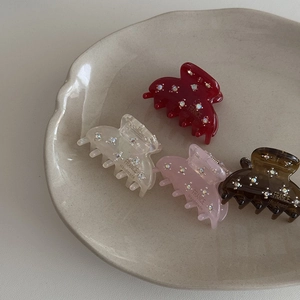 Set di quattro mini mollette per capelli in acetato con strass brillanti multicolore