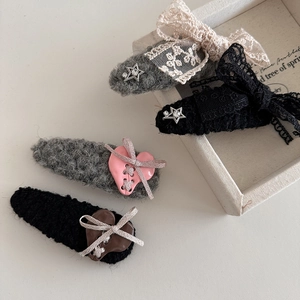 Zoete winter pluche hart haarclips en kant boog BB clips voor dames en meisjes