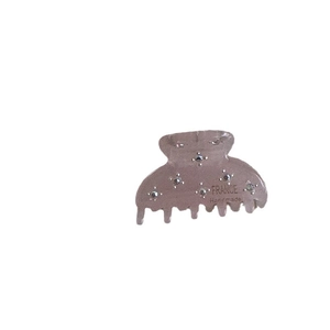 Molla per capelli fatta a mano in acetato con strass brillanti color rosa antico