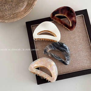 Korean Style Acetate Hair Claw Clip Leopard Marble Pattern Hollow Design Metal Teeth Hair Accessories For Women Hairpin