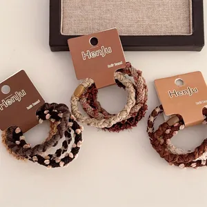 Elastici per Capelli Intrecciati Toni della Terra Supporti per Coda di Cavallo in Tessuto a Maglia Set di Accessori per Capelli Moda Donna