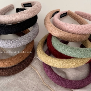 French Vintage Lamb Wool Padded Headband For Women Maillard Style Thick Sponge Hair Hoop Retro Autumn Winter Hair Accessories