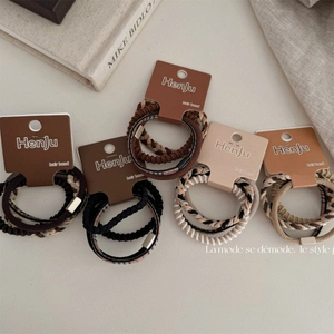 Damen Hochelastische Haargummis Set Koreanisch Minimalistisch Stoff Haarseil Pferdeschwanz Halter Erdtöne Gewebte Scrunchies Für Den Alltag