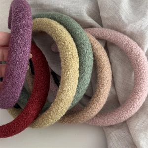 Plush wool texture wide headbands in assorted colors for a vintage autumn style look