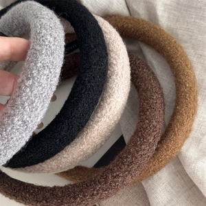 French vintage thick wool headband in autumn earthy tones with rich boucle texture