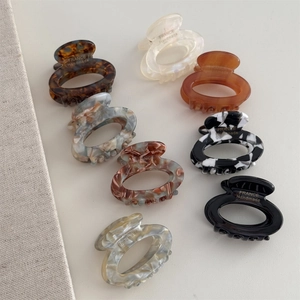 Elegant French style acetate floral hair claws in various vintage marble patterns and colors