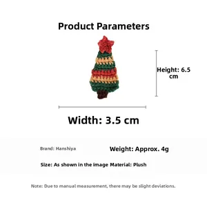 Détail de la pince à cheveux sapin de Noël en peluche fait main avec dimensions 6,5 cm