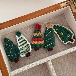 Pince à Cheveux Sapin de Noël au Crochet Faite à la Main Pince à Bec de Canard Tricotée Mignonne pour Femmes Filles