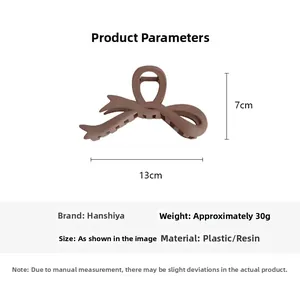 Detailed size specifications for the large mocha brown ribbon bow hair claw clip