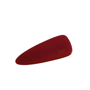 Fermaglio per capelli a goccia in acetato rosso scuro con trama marmorea e testo dorato