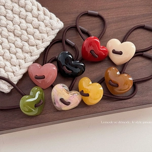 Elastico per Capelli in Resina a Forma di Cuore Colore Gelatina Fascia per Capelli Alta Elasticità Porta Coda di Cavallo per Donna Ragazza