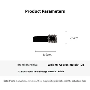 Detailed technical diagram showing 8.5cm by 2.5cm size for vintage rhinestone hair clip