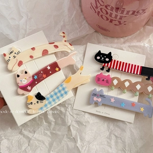 Cute Cartoon Cat Plastic Hair Clip For Women Sweet Kitten Duckbill Clip Handmade Fashion Hair Accessories Girls Hairpin