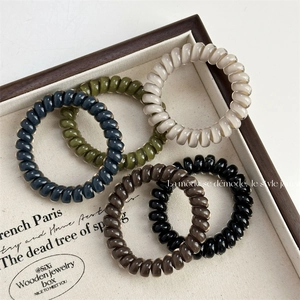 Minimalist Spiral Telephone Cord Hair Ties High Elasticity Plastic Resin Hair Bands Colorful Ponytail Holders For Women Daily Hair Accessories