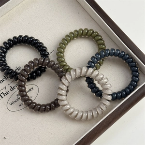 5-pack of high-elastic spiral telephone wire hair ties in earth tone colors