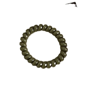 Glossy olive green spiral telephone wire hair tie with high elastic minimalist design