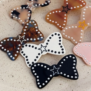 Barrettes à cheveux en acétate avec perles et motifs d'étoiles en plusieurs couleurs