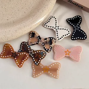 Pince à Cheveux en Acétate Nœud Papillon Avec Künstliche Perle d'Imitation Étoile Style Coréen Doux Accessoires Cheveux Femme