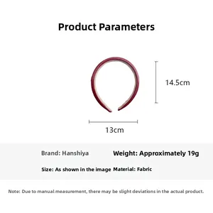 Dimensions détaillées du serre-tête en similicuir rouge brillant de 13cm de large et 14,5cm