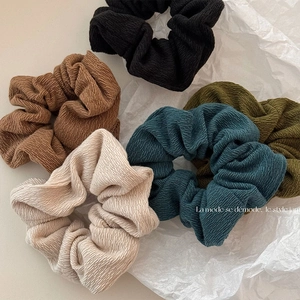 Chouchous Larges à Texture Nervurée pour Femmes Couleur Unie Élastiques à Cheveux Style Coréen en Tissu Tricoté Accessoires Quotidiens