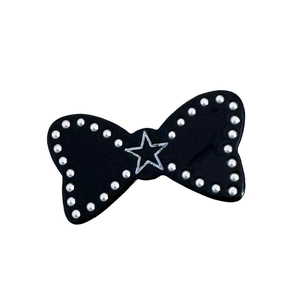 Barrette à cheveux avec nœud en acétate, perles et motif étoile argentée style punk