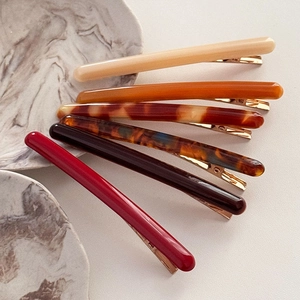 Barrettes à cheveux élégantes en acétate, six couleurs vintage, base dorée