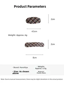 Comparaison détaillée de barrettes à carreaux marron en deux tailles avec dimensions