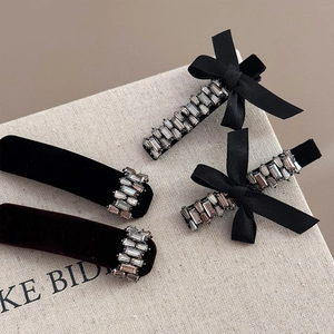 Lot de barrettes à cheveux rétro en velours avec nœuds satinés et strass brillants