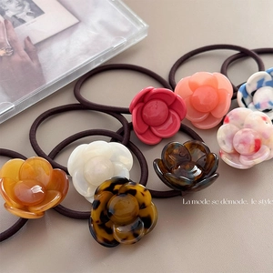 Elegant Acetate Camellia Flower Hair Tie High Elasticity Scrunchie For Women Ponytail Holder Versatile Hair Accessories