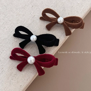 Pince à Cheveux Nœud en Velours de Noël Décoration Künstliche Perle Élégant Douce Accessoire Cheveux Pour Femmes Filles Automne Hiver