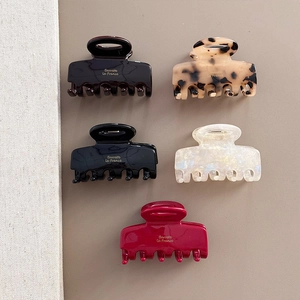 Retro Acetate Hollow Square Hair Claw Clip For Women French Style Gold Label Tortoiseshell Marble Hair Accessories
