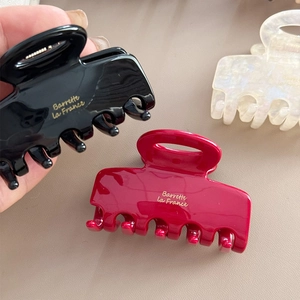 French style hollow square hair claw clips in black, red and marbled pearl white colors