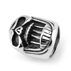 Bague décapsuleur crâne vintage en acier argenté avec orbite en forme de cœur gothique